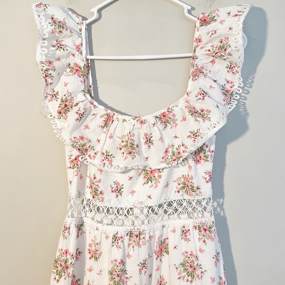 Altar’d State Graciela Floral Bohemian Lace Ruffle Maxi Dress women size XS - Picture 9 of 10